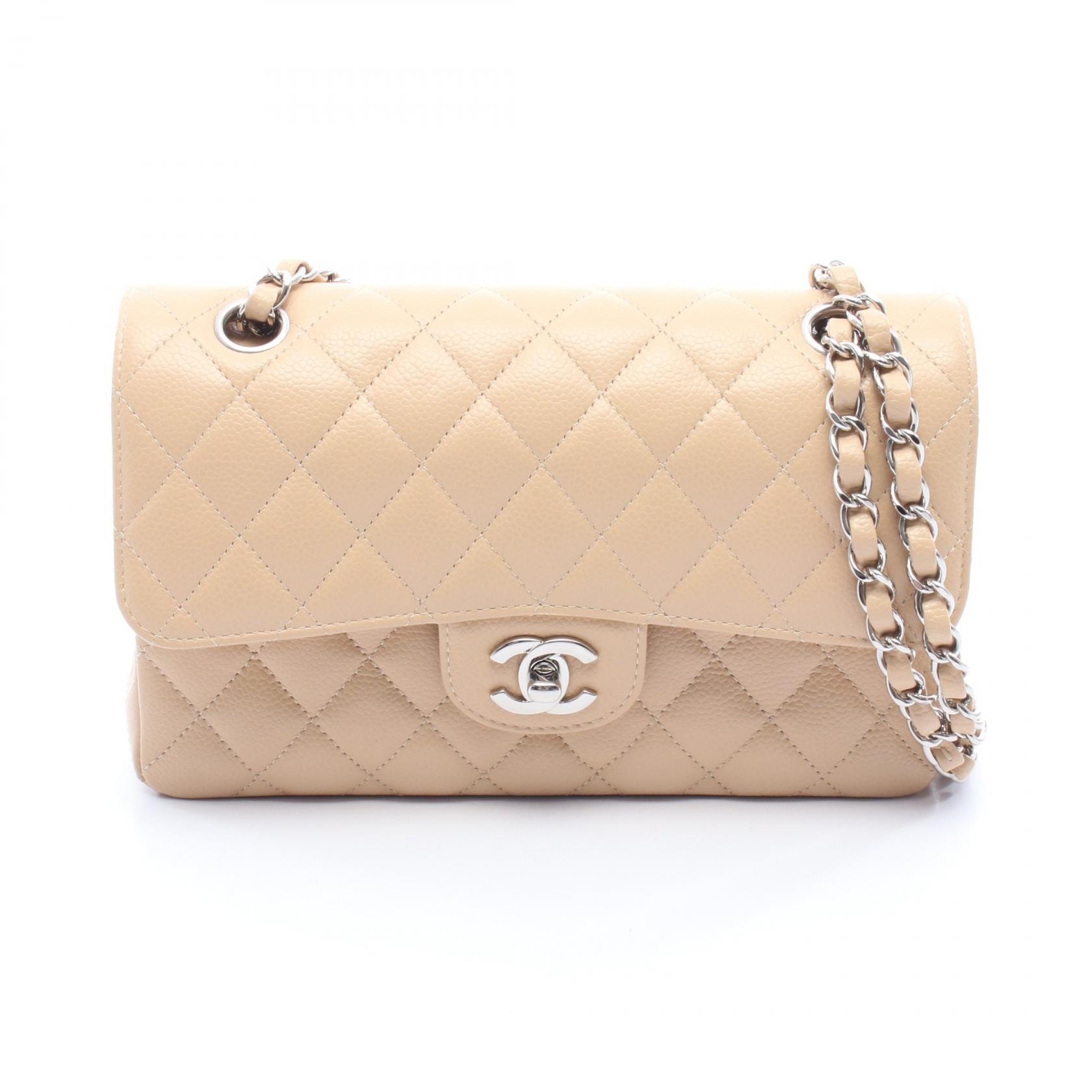 シャネル CHANEL マトラッセ Wフラップ ショルダーバッグ バッグ キャビアスキン(グレインドカーフ) レディース ベージュ系 【中古】