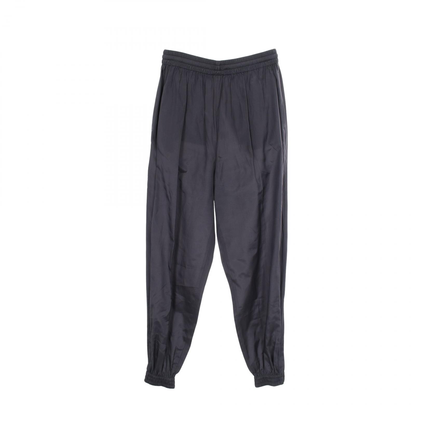 プラダ PRADA 三角プレート パンツ 衣料品 ボトムス シルク レディース ネイビー系 P297F 【中古】