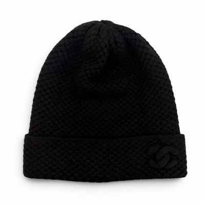 美品 シャネル ニットキャップ ブラック レディース 15B