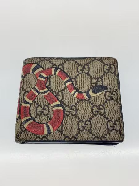 GUCCI Kingsnake Print GG Supreme Coin Wallet "Beige/Ebony"
