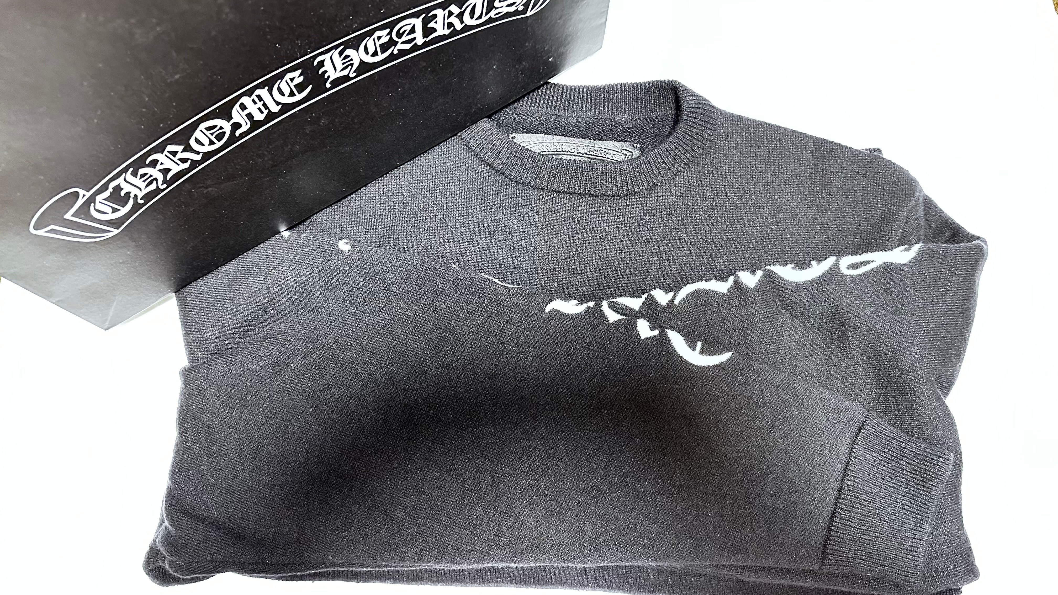 【超極美品】CHROME HEARTS ロゴ刺繍 カシミヤ ニット