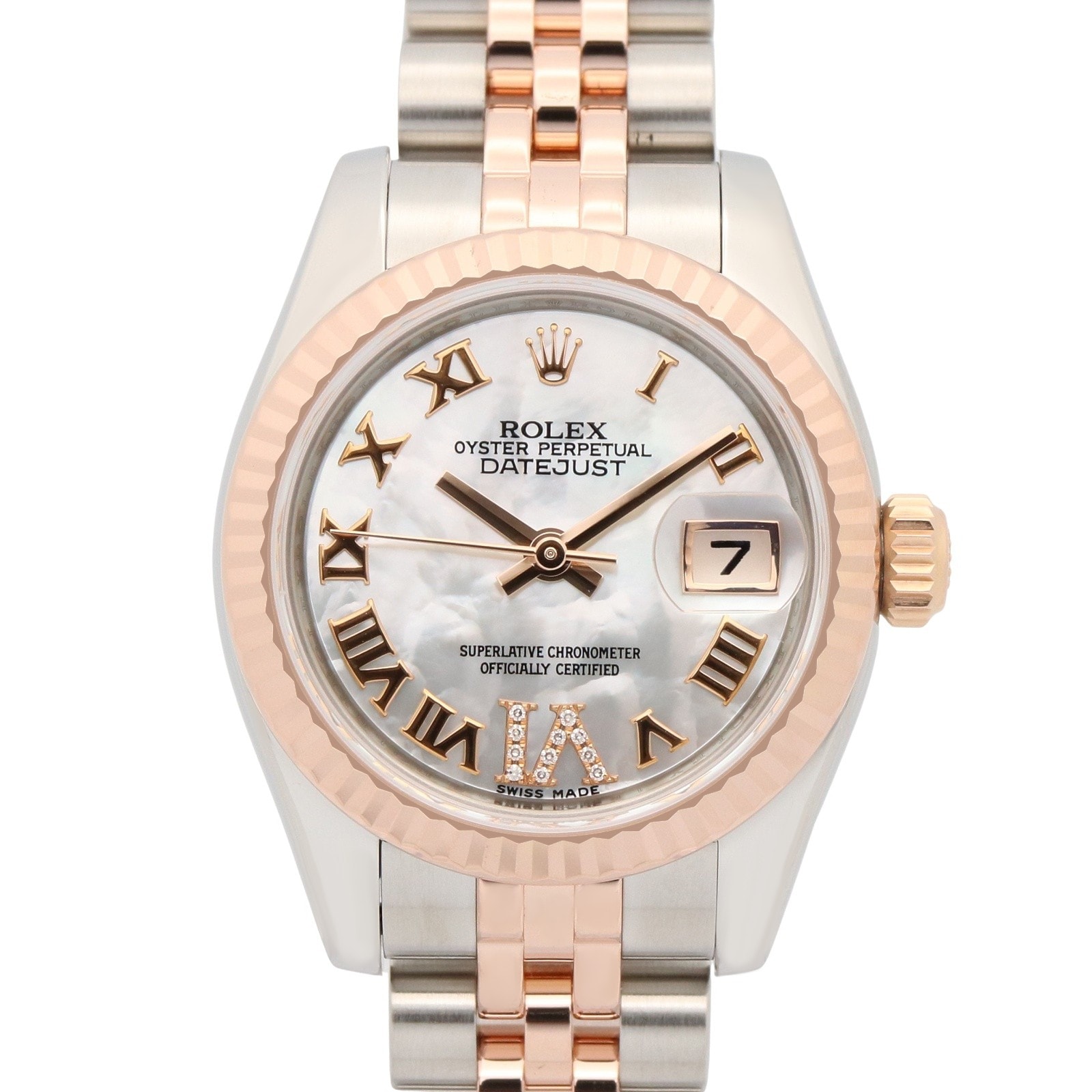 ロレックス ROLEX デイトジャスト VIダイヤ ランダム番 腕時計 時計 K18PG(ピンクゴールド) ステンレススチール ダイヤモンド レディース ホワイト系 ホワイトシェル/ローマ数字/ジュビリー 179171NR 【中古】