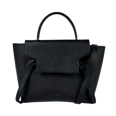 セリーヌ CELINE ハンドバッグ ショルダーバッグ ベルトバッグ マイクロ レザー ブラック レディース【中古】 z11291