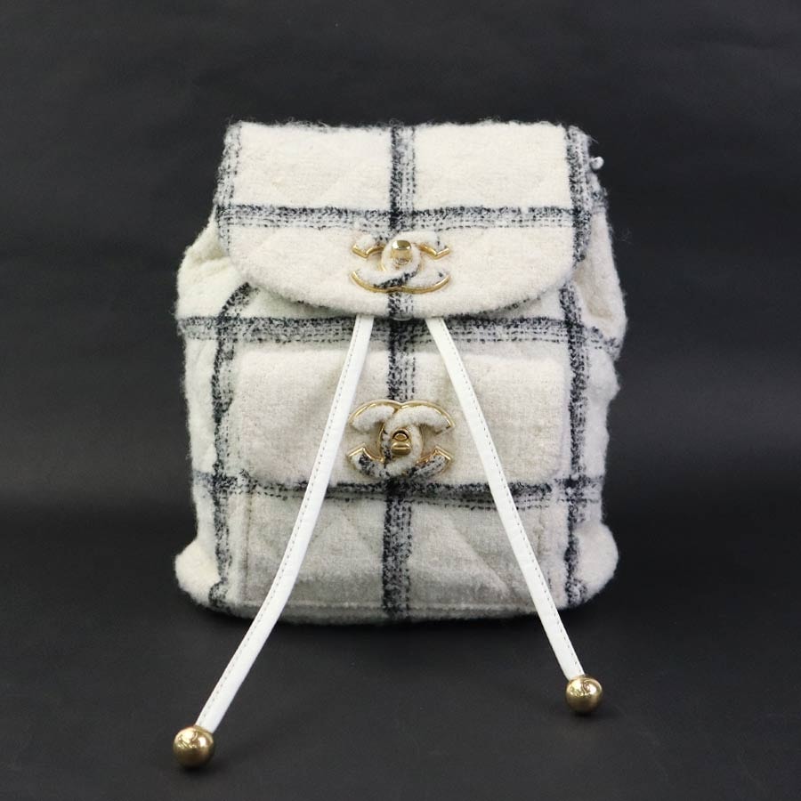 シャネル CHANEL リュック ツイード ホワイト/ブラック レディース【中古】 90256i