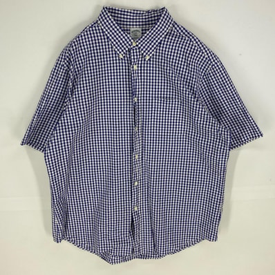 古着 ブルックスブラザーズ Brooks Brothers 半袖シャツ ボタンダウン 胸ポケット 1818 2XL ブルー系 チェック メンズ