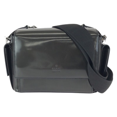 美品 GUCCI グッチ グレー カーキ ブラック エナメル ショルダーバッグ メッセンジャーバッグ 602426 【中古】
