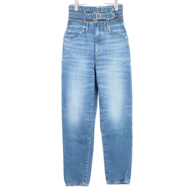 ヒステリックグラマー 01183AP12 インディゴブルー USED加工 ZIPベルトテーパードデニムパンツ 25