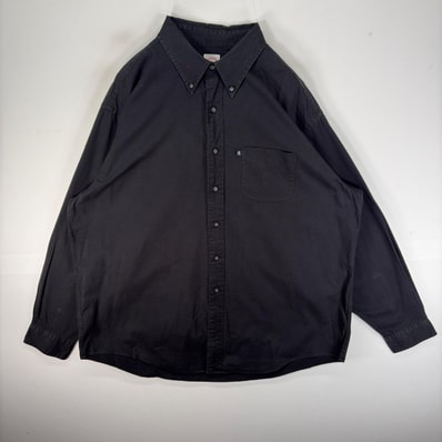 古着 ブルックスブラザーズ Brooks Brothers 長袖シャツ ボタンダウン 胸ポケ XL ブラック系 無地 メンズ