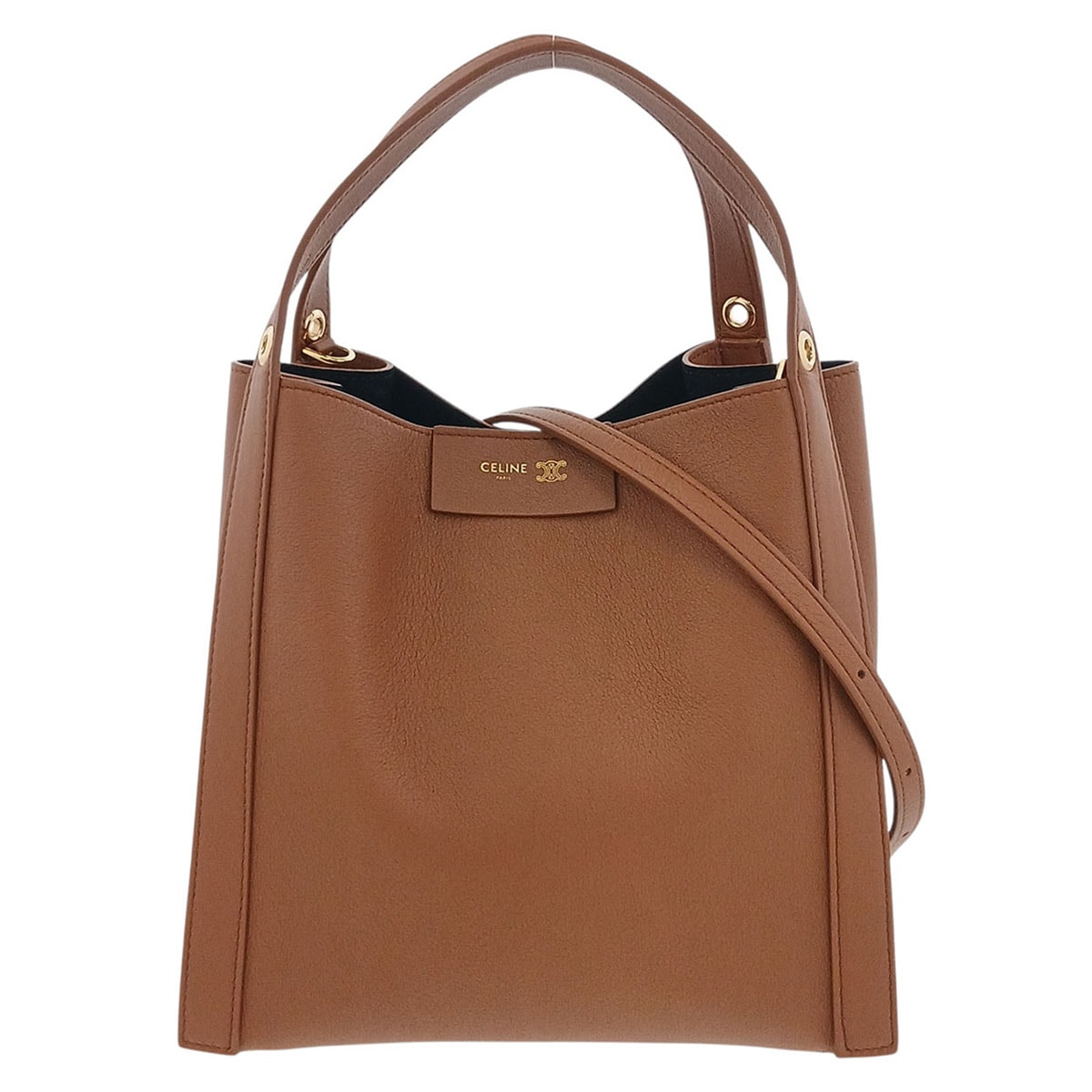 CELINE セリーヌ スモール キューボ バッグ ハンドバッグ 124182T83.GFY5 レザー タン ゴールド金具  レディース【中古】