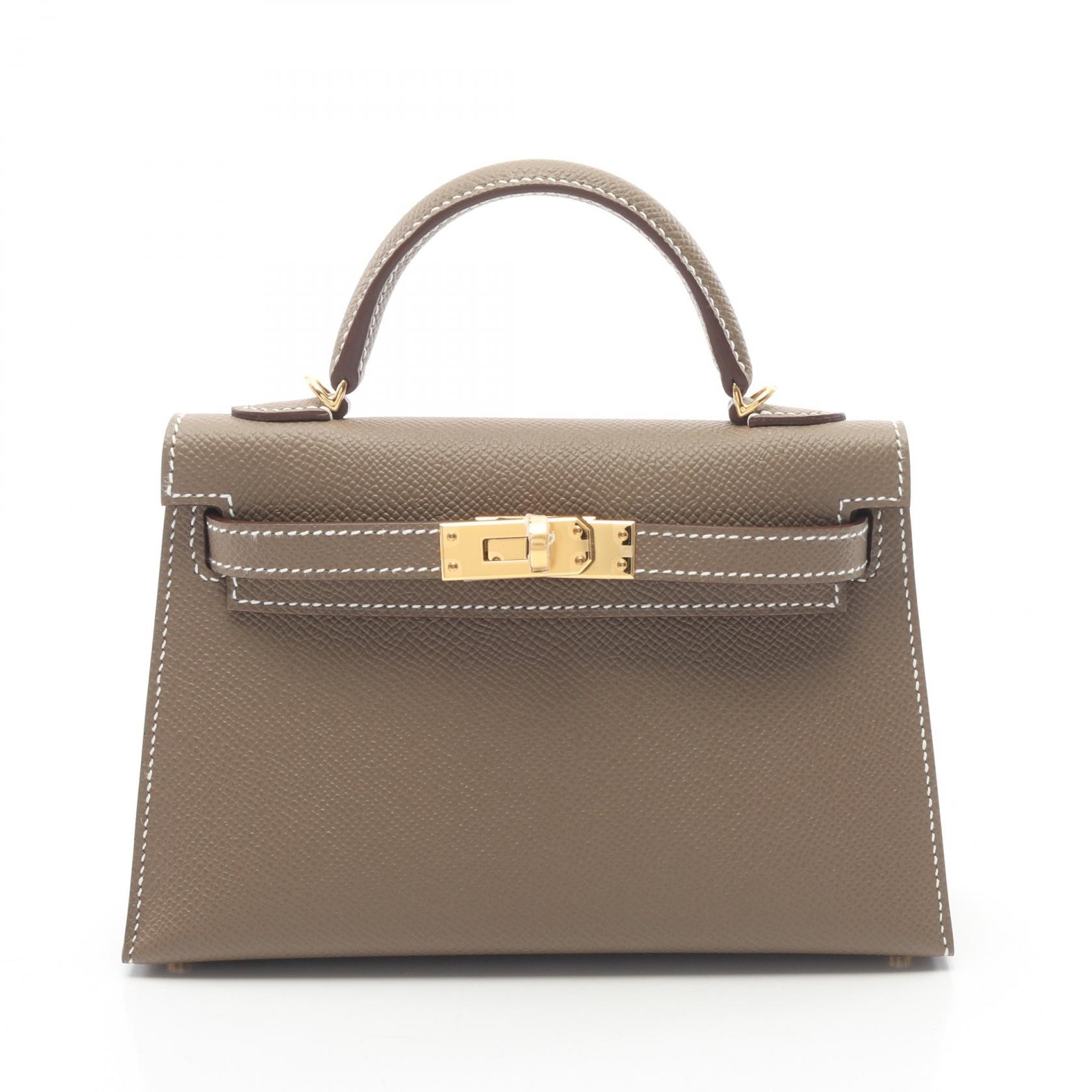 エルメス HERMES ミニケリー2 2WAY ハンドバッグ バッグ レザー カーフ(牛革) ヴォーエプソン ヴォーエプソン エトゥープ レディース グレー系 【中古】
