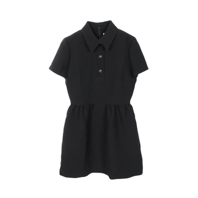 ディオール Dior CDボタン ドレス ワンピース 衣料品 トップス ウール シルク レディース ブラック系 111R07A1166 【中古】
