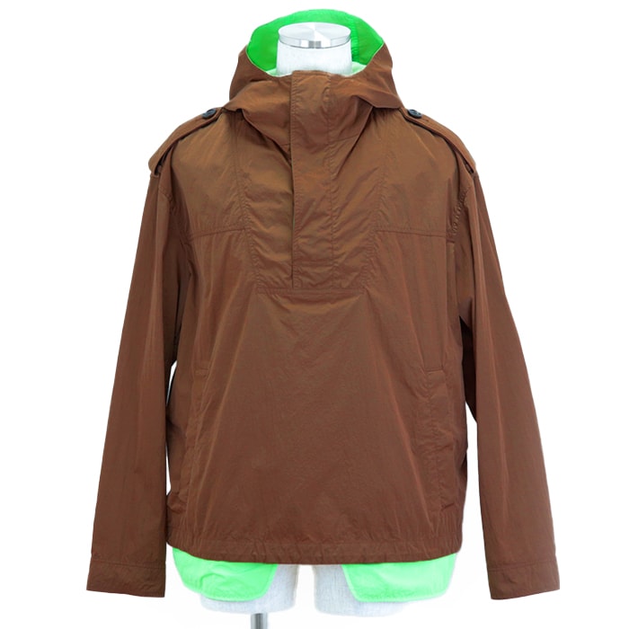 未使用 ディオール 283C402A5525 アノラック ナイロンタフタ パーカー ハーフジップ フディー バイカラー ブルゾン メンズ ブラウン ネオングリーン 52 Dior