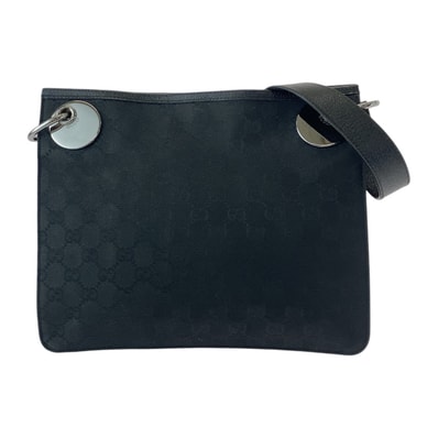 美品 GUCCI グッチ ブラック 黒 シルバー金具 GGキャンバス レザー/ ショルダーバッグ メッセンジャーバッグ 506319 【中古】