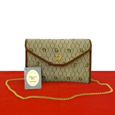 Christian Dior ディオール ロゴ 金具 ハニカム 柄 PVC レザー ショルダーバッグ ベージュ
55992