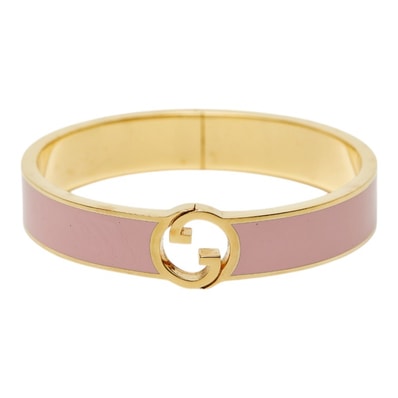グッチ インターロッキングG バングル リング セット #S ゴールド ピンク メッキ レディース GUCCI 【中古】