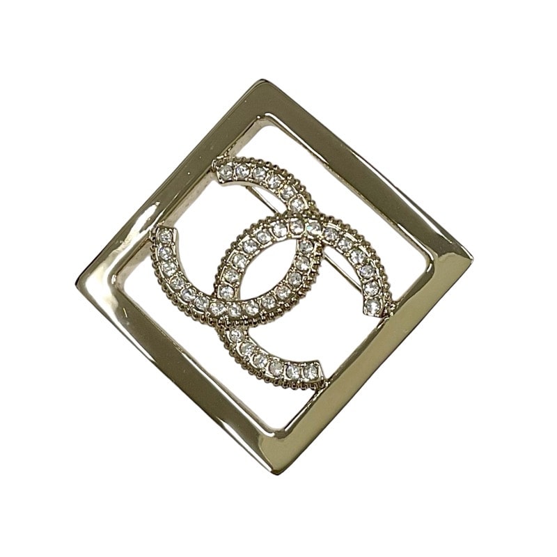 シャネル CHANEL ブローチ ゴールド ココマーク スクエア ラインストーン