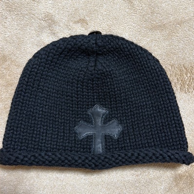 Chrome Hearts Leather Cross Patch Cashmere Beanie "Black"