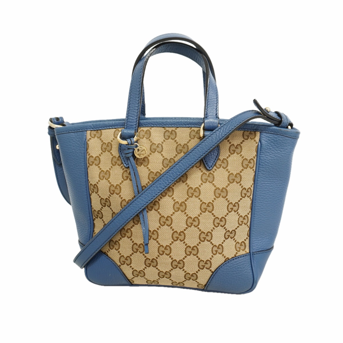 【6ie7294】グッチ ハンドバッグ GGキャンバス 449241 キャンバス ベージュ ブルー シャンパンゴールド金具 2wayバッグ【中古】レディース