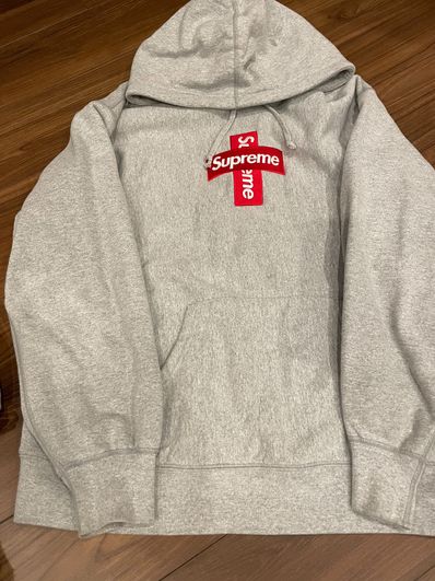 Supreme Cross Box Logo Hooded Sweatshirt "Grey"