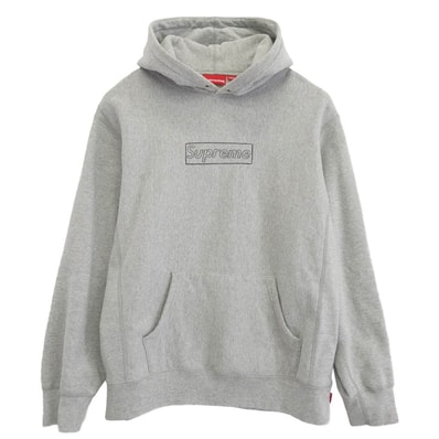 Supreme x KAWS Chalk Logo Hooded Sweatshirt "Grey"(2021)