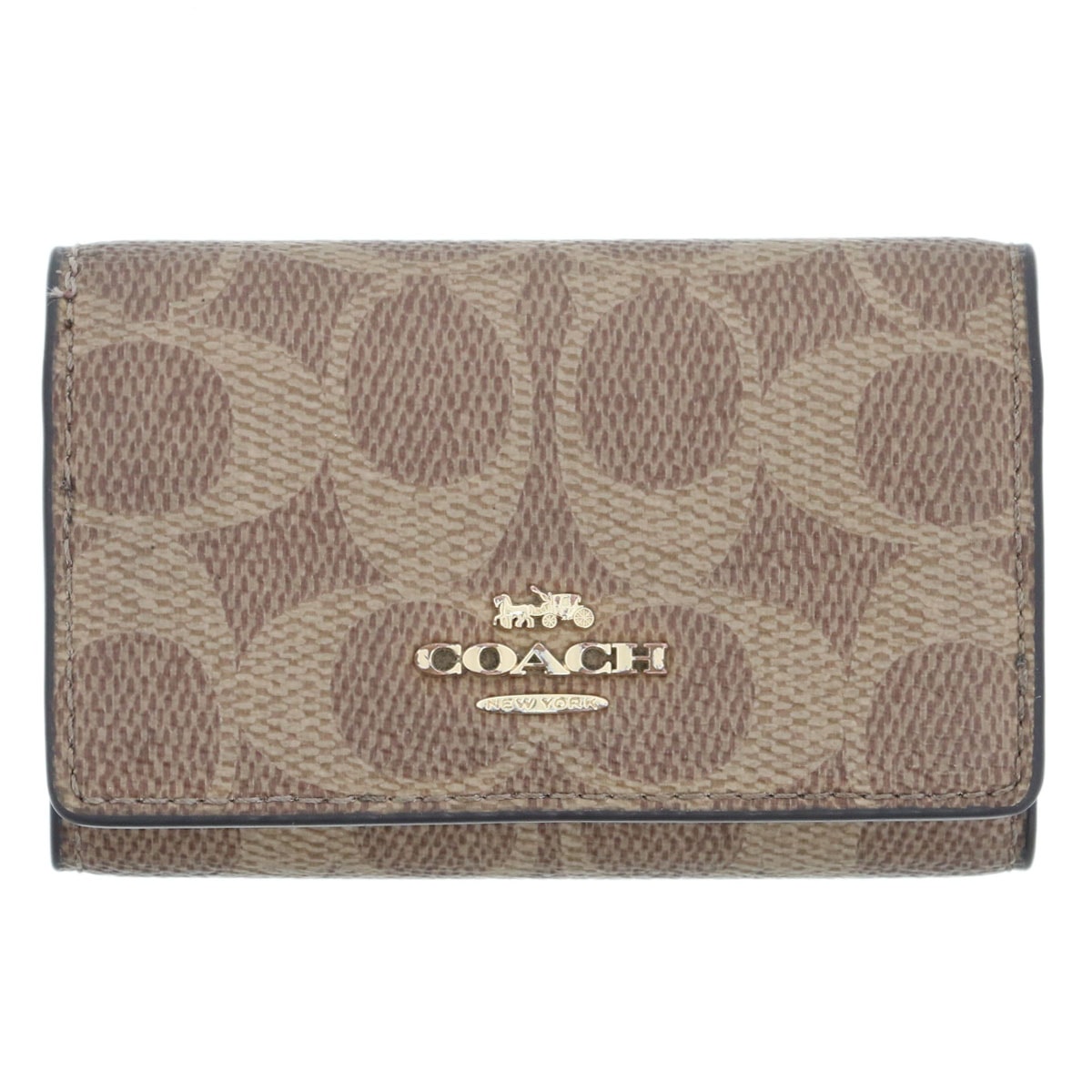 COACH コーチ シグネチャー 6連 キーケース F2580 PVC レザー ブラウン レディース【中古】