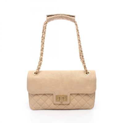 シャネル CHANEL 2.55 マトラッセ ショルダーバッグ バッグ キャビアスキン(グレインドカーフ) レディース ベージュ系 【中古】