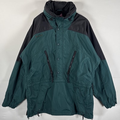 古着 90's/90年代 コロンビア Columbia ナイロンジャケット ハーフジップ アノラックパーカー M ブラック グリーン ツートン メンズ