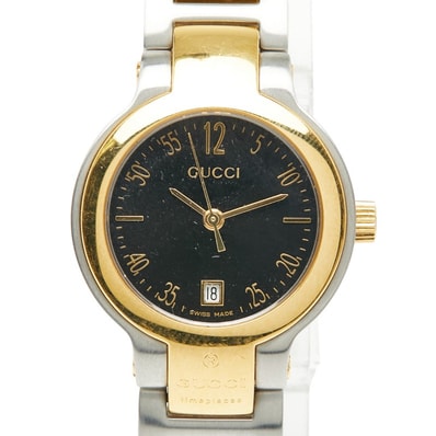 グッチ 腕時計 8900L クオーツ ブラック文字盤 ステンレススチール メッキ レディース GUCCI 【中古】