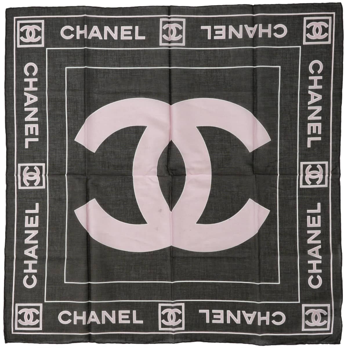 【渋谷並木橋店】CHANEL シャネル スカーフ バンダナ ココマーク ロゴ チャコールグレー/ピンク コットン 新品未使用