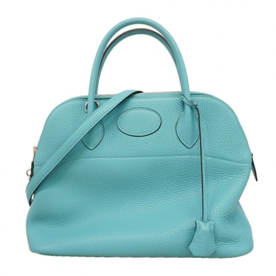 ★最終価格★SALE【6fa1214】エルメス ハンドバッグ ボリード31 トリヨンクレマンス ブルーアトール シルバー金具 T刻印 2wayバッグ【中古】レディース