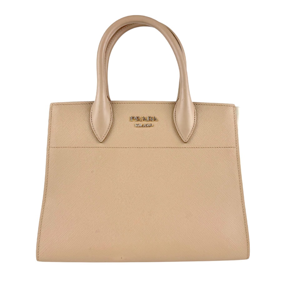 プラダ PRADA ハンドバッグ ショルダーバッグ レザー ベージュ/アイボリー ゴールド レディース【中古】 z7839