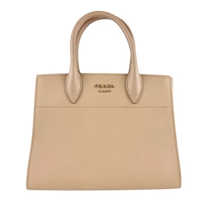 プラダ PRADA ハンドバッグ ショルダーバッグ レザー ベージュ/アイボリー ゴールド レディース【中古】 z7839