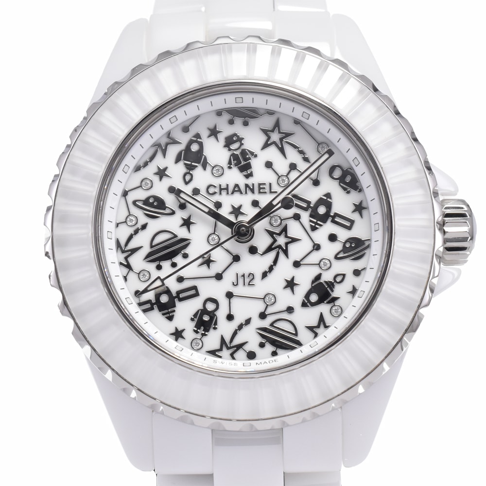 値下 シャネル CHANEL H7990 J12 12P ダイヤモンド 限定モデル ホワイト クォーツ レディース 美品 腕時計 I#147798