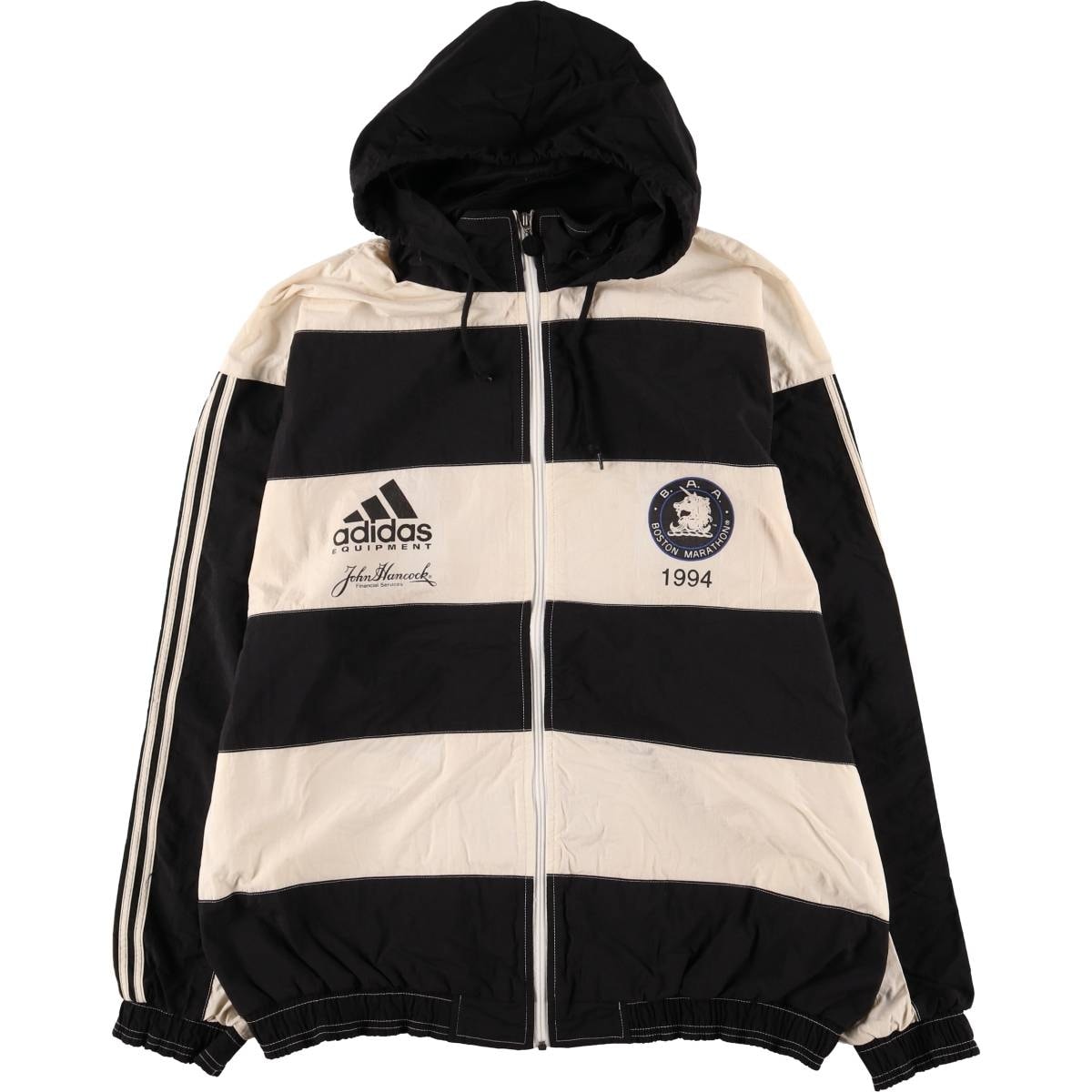 古着 80~90年代 ナイキ NIKE ボーダー柄 フード付き ナイロンジャケット メンズXL相当/eaa573752