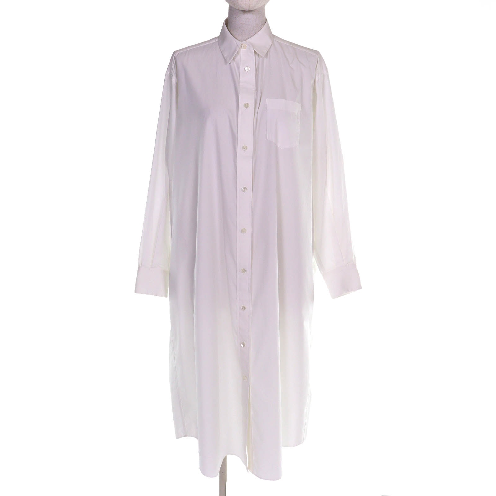 極美品 サカイ 長袖 ロング シャツワンピース ホワイト 1  21-05658