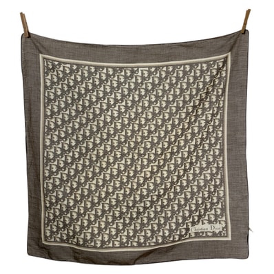 美品 Christian Dior クリスチャンディオール トロッター ブラウン コットン スカーフ 601231 【中古】