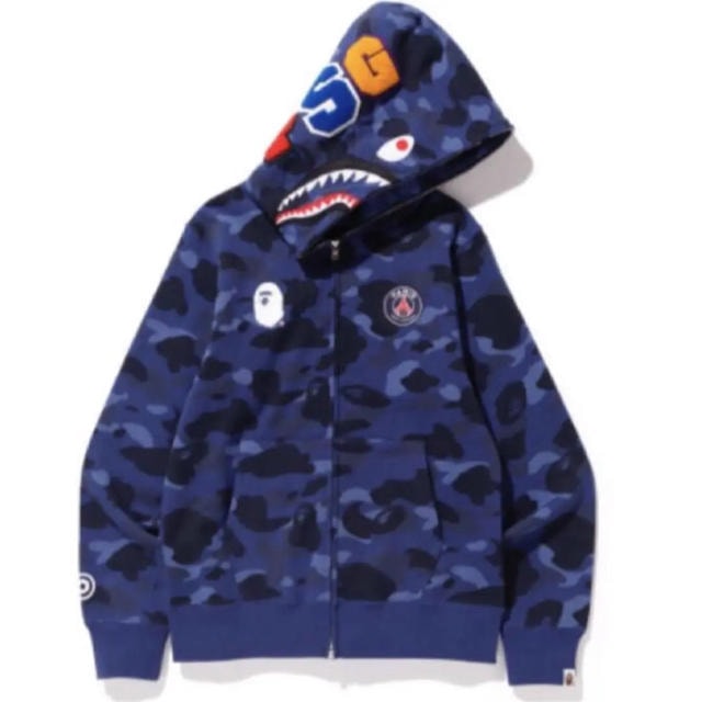 A BATHING APE Color Camo Shark Full Zip Hoodie "Navy"