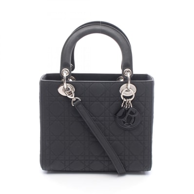 ディオール Dior LADY DIOR レディディオール カナージュ 2WAY ハンドバッグ バッグ レザー レディース ブラック系 【中古】