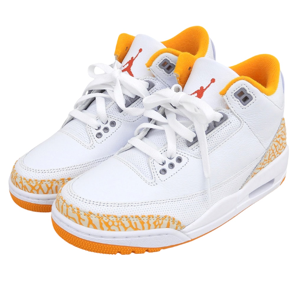 ナイキ 新品同様 Air Jordan 3 Orange Citrus スニーカー シューズ レディース ホワイト×オレンジ 23.5cm CK9246-101 6.5(US)