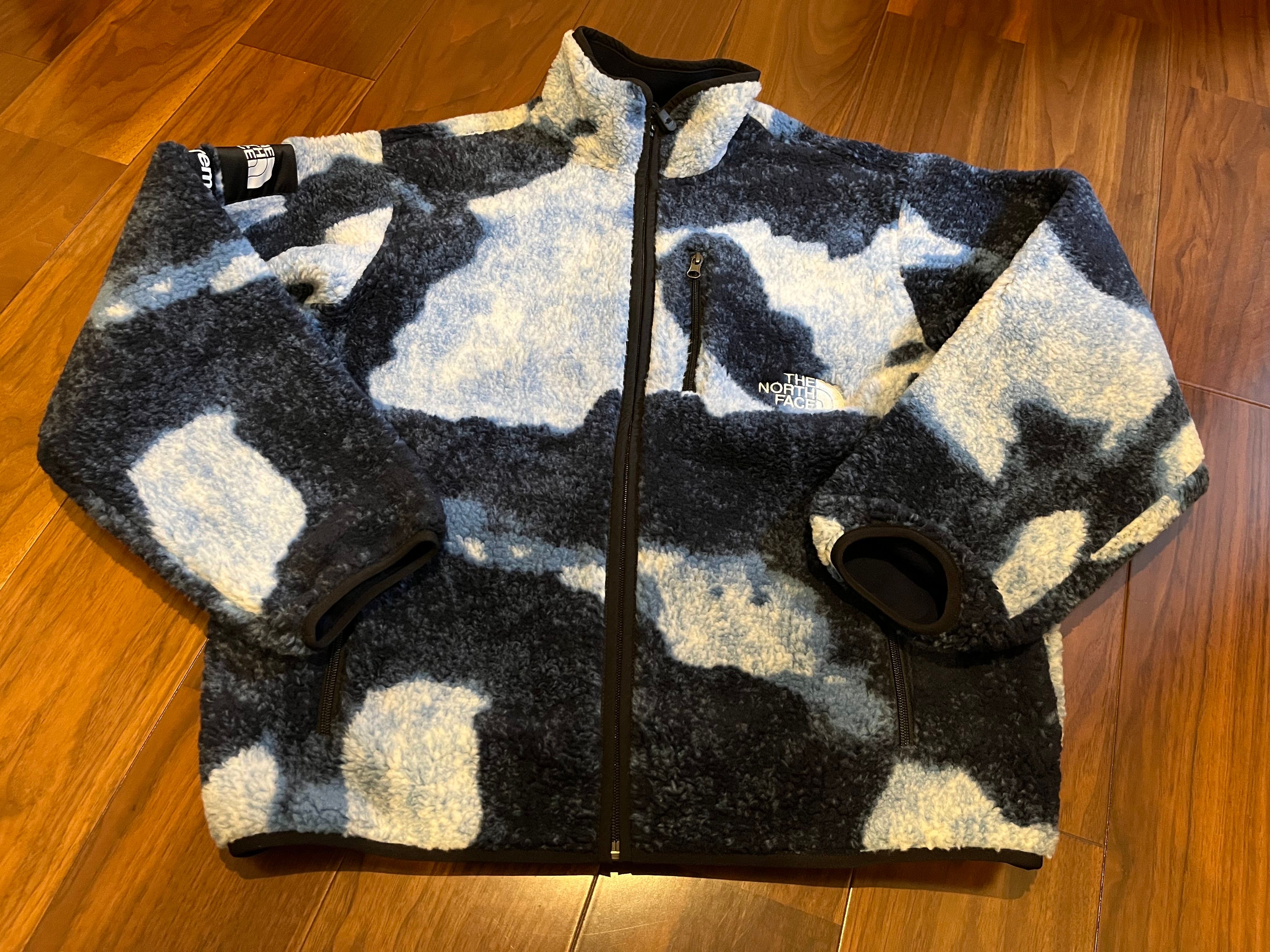 Supreme x The North Face Bleached Denim Print Fleece Jacket "Indigo"