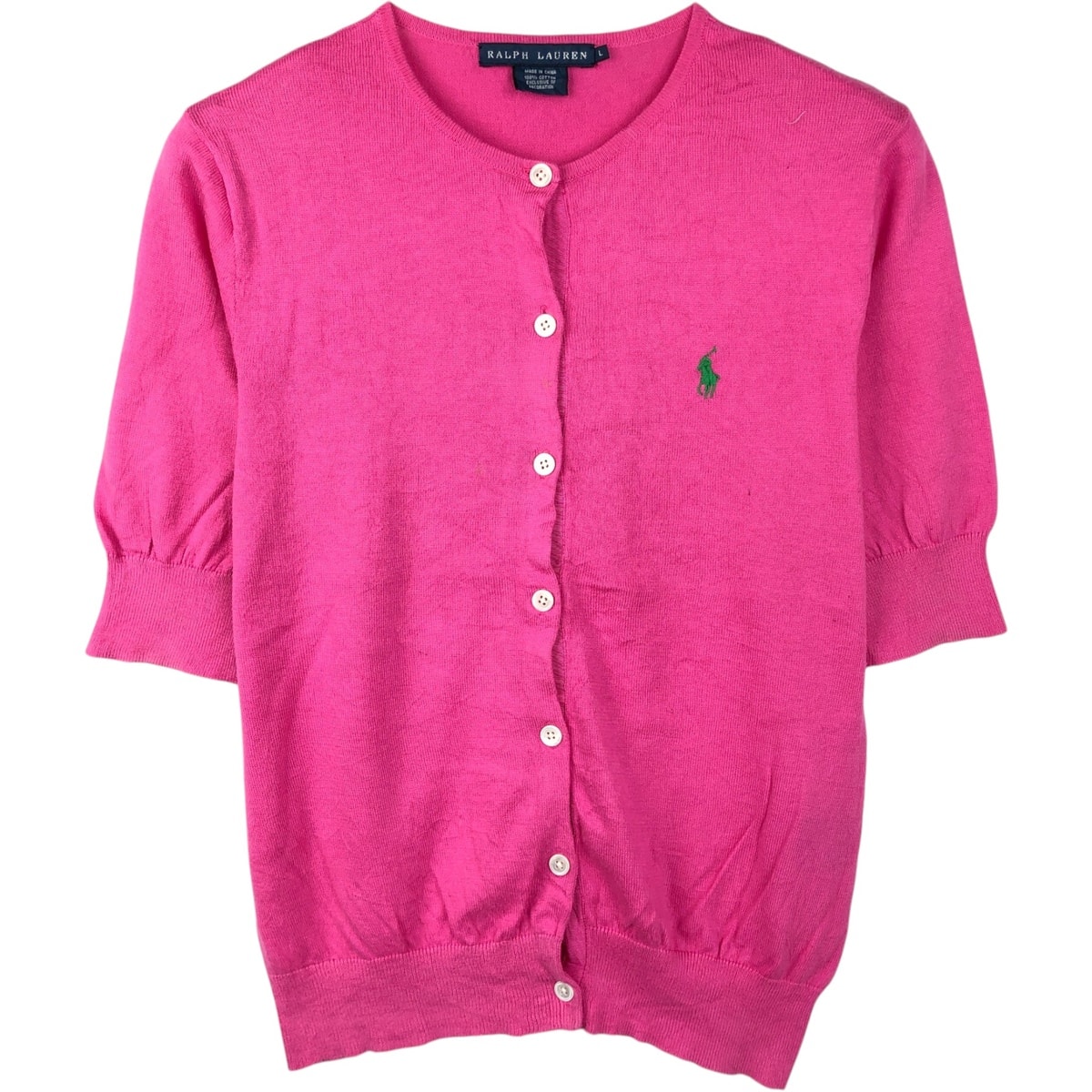 古着 ラルフローレン Ralph Lauren 半袖 コットンニットカーディガン レディースL相当/eaa652762