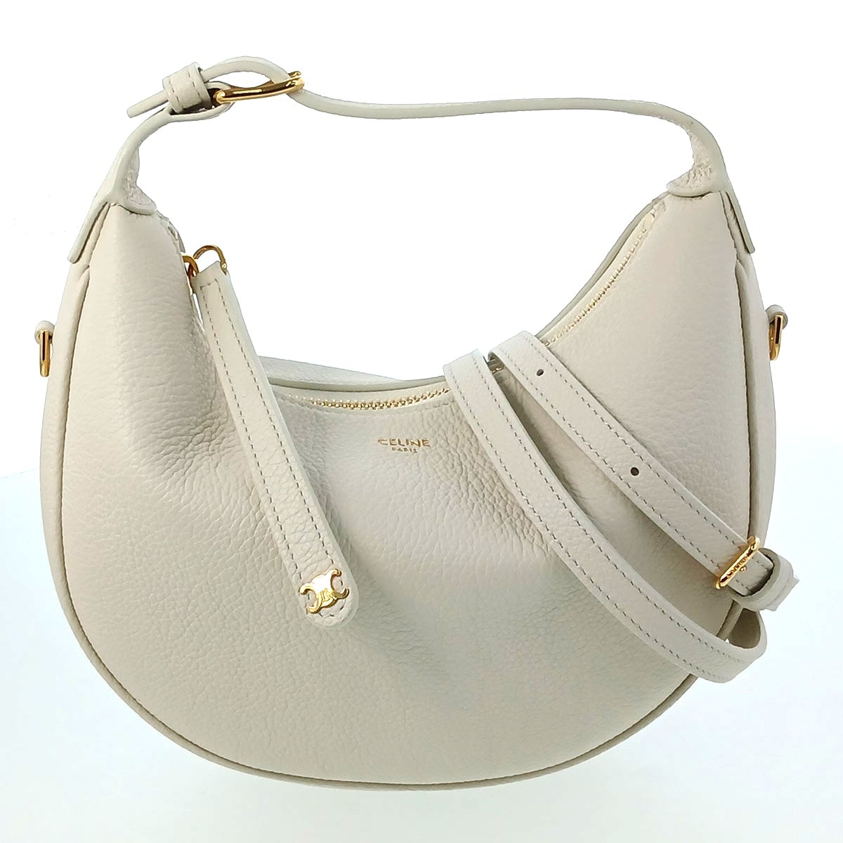 CELINE セリーヌ ティーン ルル ハンドバッグ 120723ENY レザー ホワイト レディース【中古】