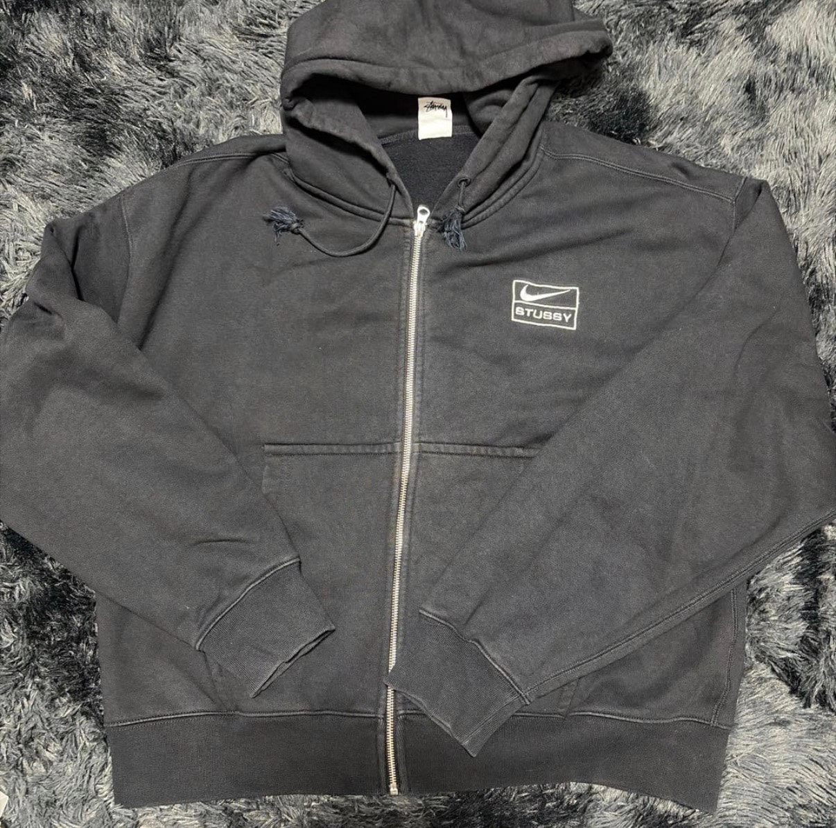 Stussy x Nike Stone Washed Fleece Zip Hoodie "Black" (US Size) FJ9175-010