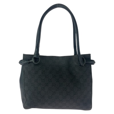 GUCCI グッチ ブラック 黒 ブラック金具 GGキャンバス トートバッグ ショルダーバッグ 505312 【中古】