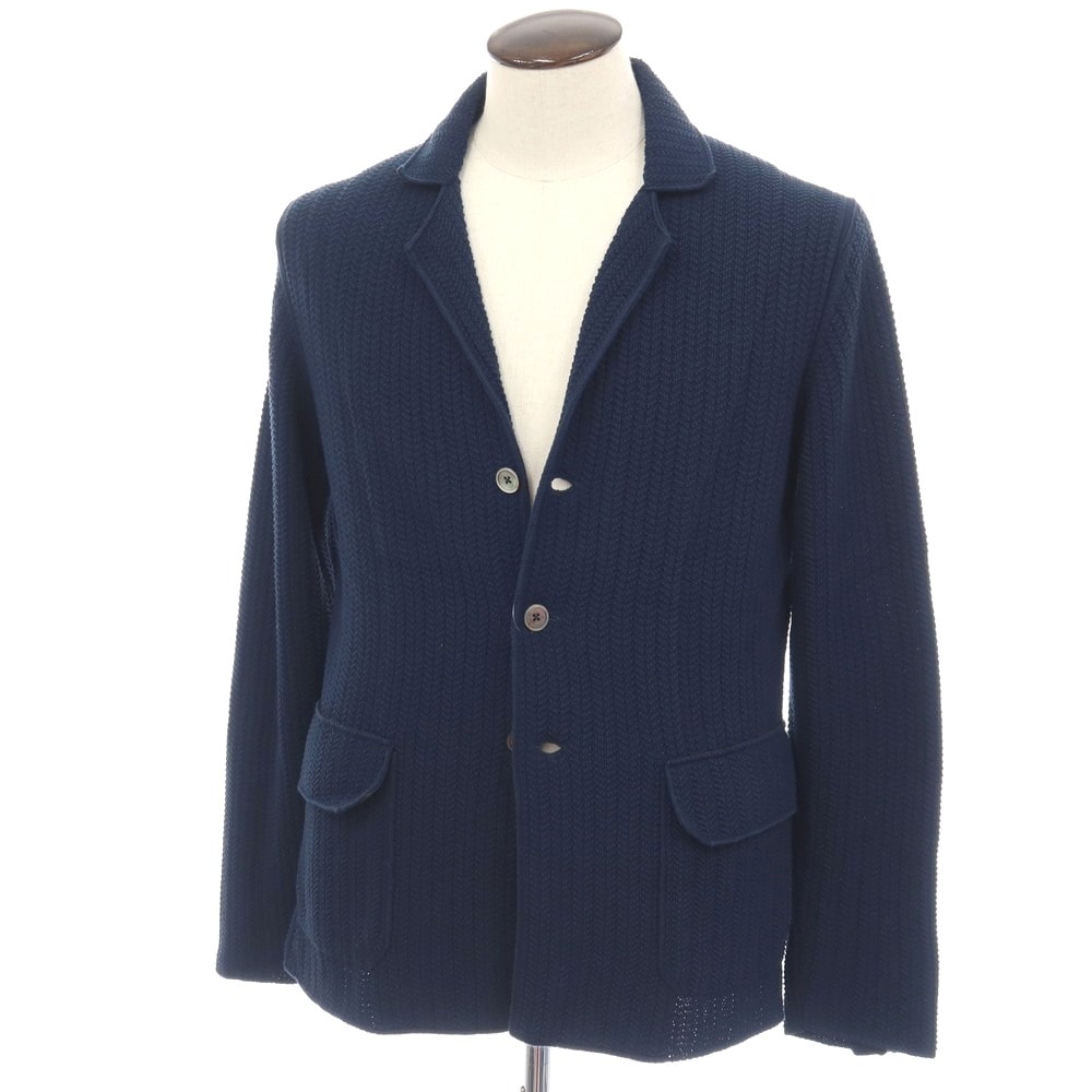 【中古】クルチアーニ CRUCIANI コットンシルクカシミヤ 3B ニットジャケット ネイビー【サイズ50】【メンズ】