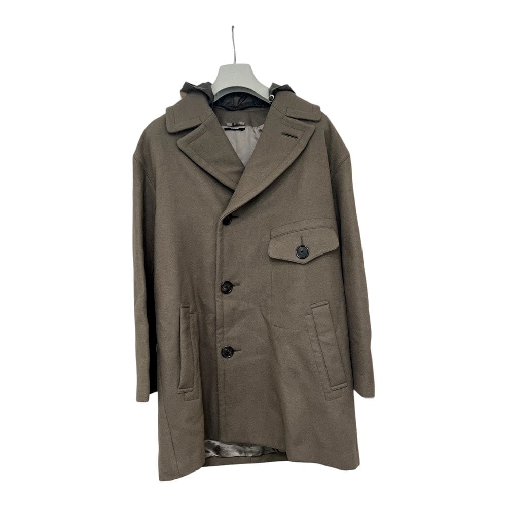 エルメス HERMES チェスター PT9617 アパレル 服 ナイロンフード付き アウター ロングコート ウール グレージュ グレー 新品同様