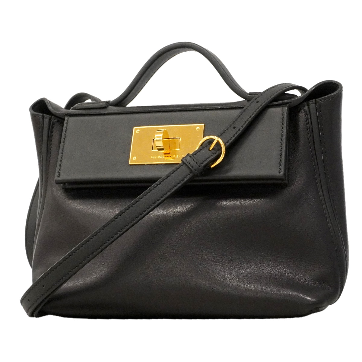 ★SALE【6hd4390】エルメス ハンドバッグ サックヴァンキャトル21 スイフト ブラック ゴールド金具 W刻印 2wayバック【中古】レディース
