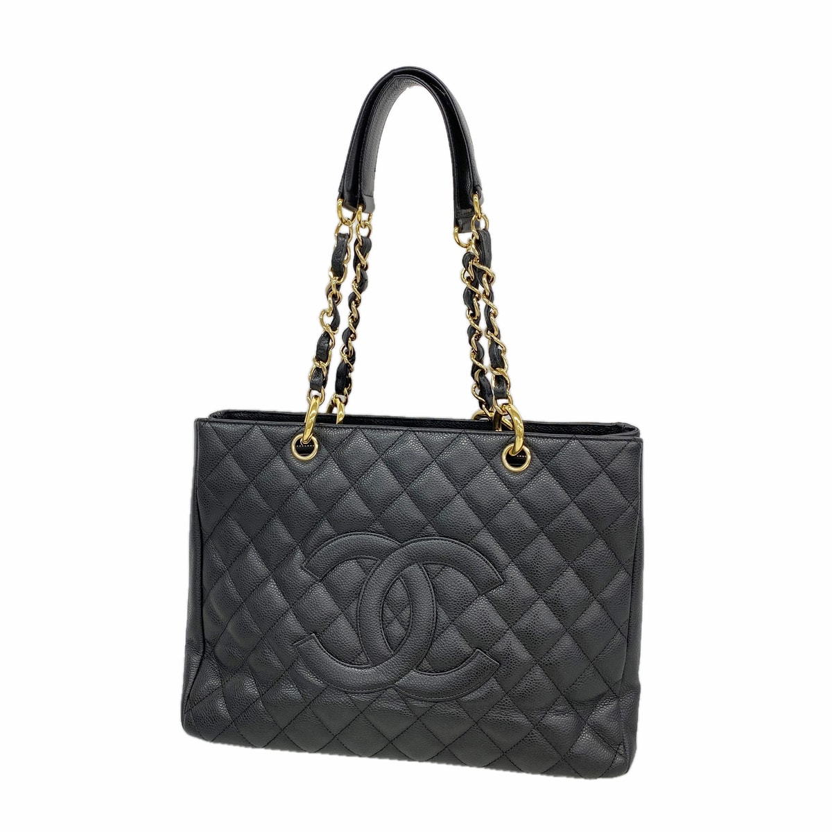 ★最終価格★SALE【6ie6779】シャネル チェーントート マトラッセ キャビアスキン ブラック ゴールド金具【中古】レディース