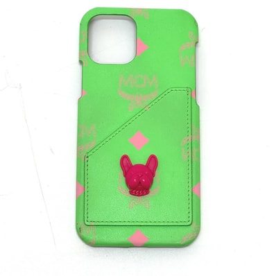 エムシーエム MCM ロゴ総柄 iPhone12/12Pro 携帯ケース スマートフォンケース PVC グリーン