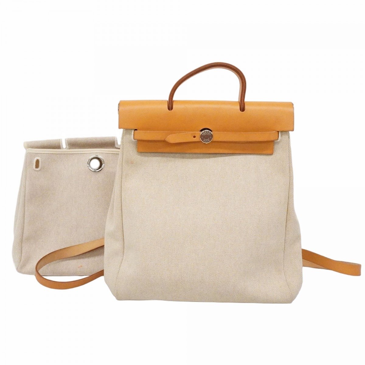 ★SALE【6cd4303】エルメス リュック・デイパック エールバッグMM トワルアッシュ ナチュラル シルバー金具 □G刻印【中古】メンズ レディース ユニセックス